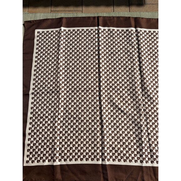 Pierre Cardin Logo Scarf Brown and White 1970s - Picture 7 of 8